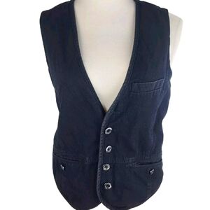 ROCK & REPUBLIC Women's Black Button Down Vest Size S